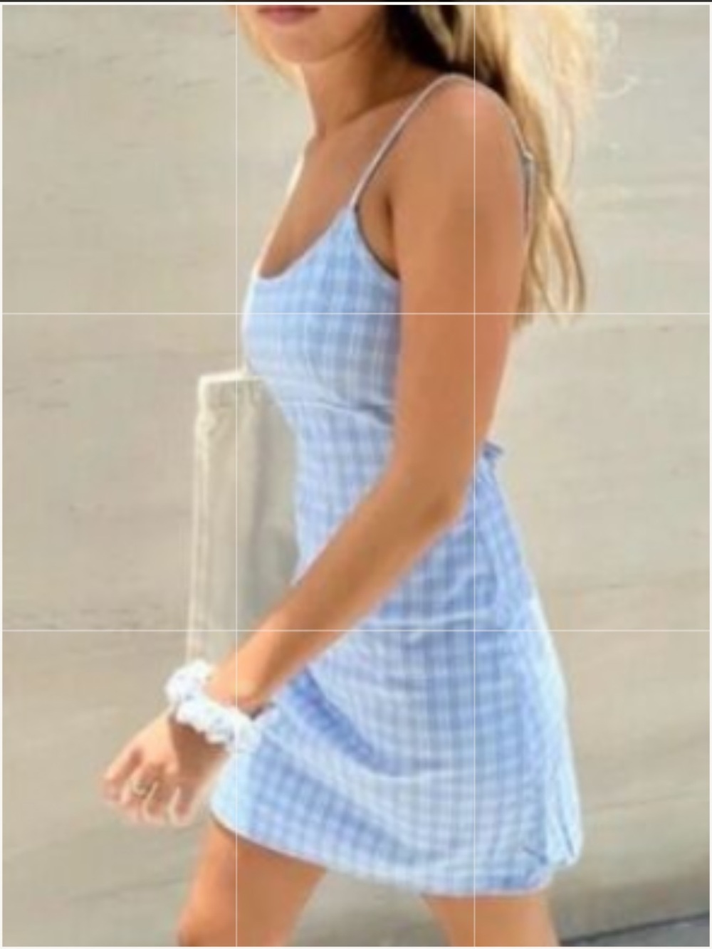 Brandy Melville John Galt Light Blue & White Plaid Mini Dress Adjustable…